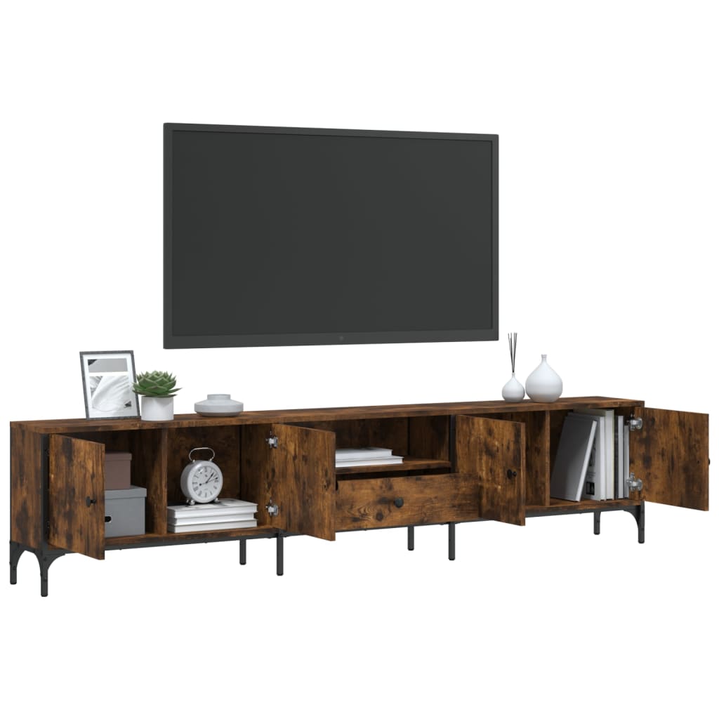 Tv-Benk Med Skuff Røkt Eik 200X25X44 Cm Konstruert Tre