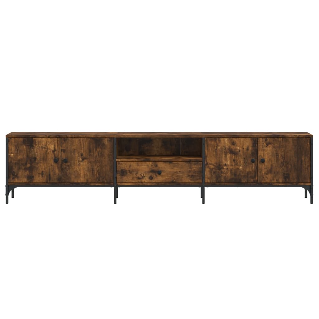 Tv-Benk Med Skuff Røkt Eik 200X25X44 Cm Konstruert Tre