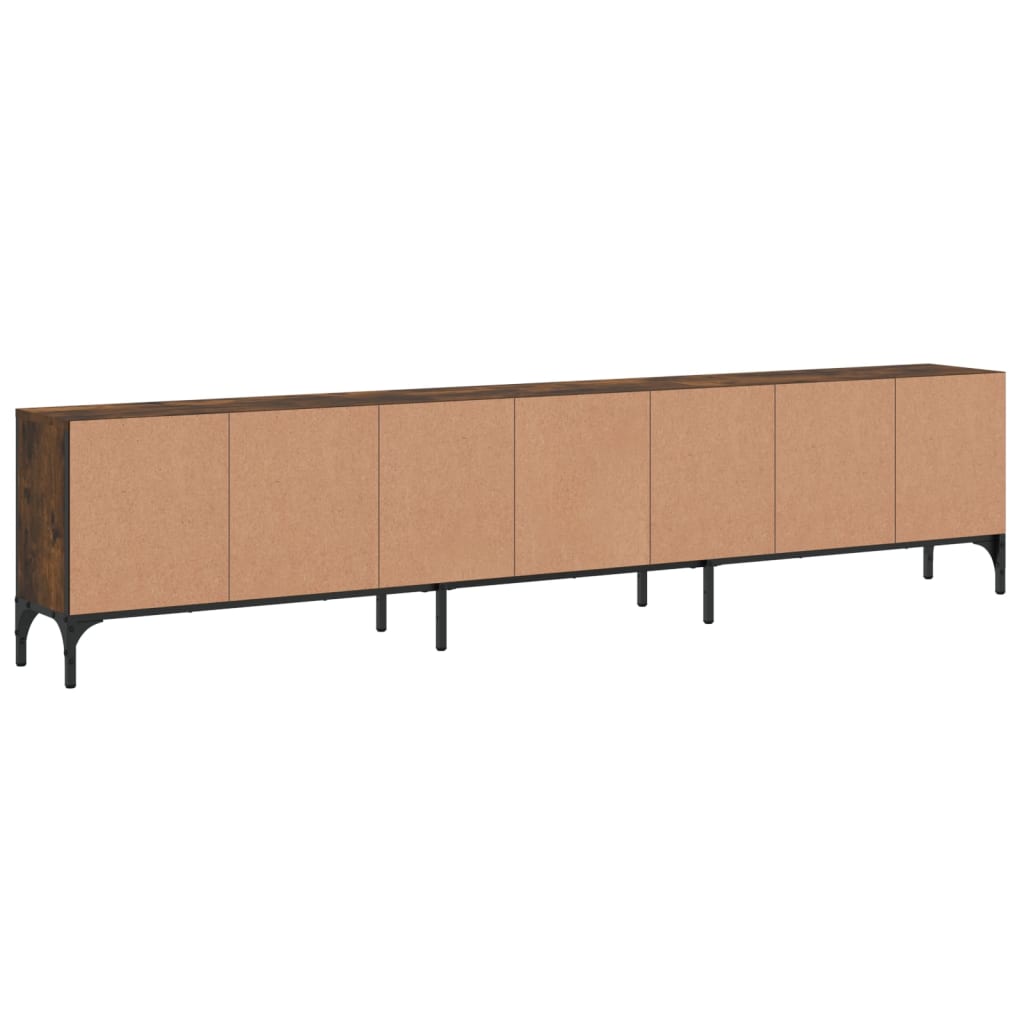 Tv-Benk Med Skuff Røkt Eik 200X25X44 Cm Konstruert Tre