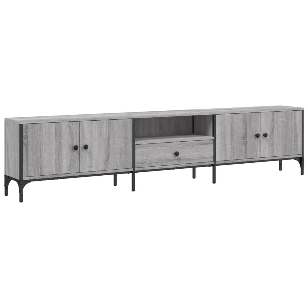 Tv-Benk Med Skuff Grå Sonoma 200X25X44 Cm Konstruert Tre