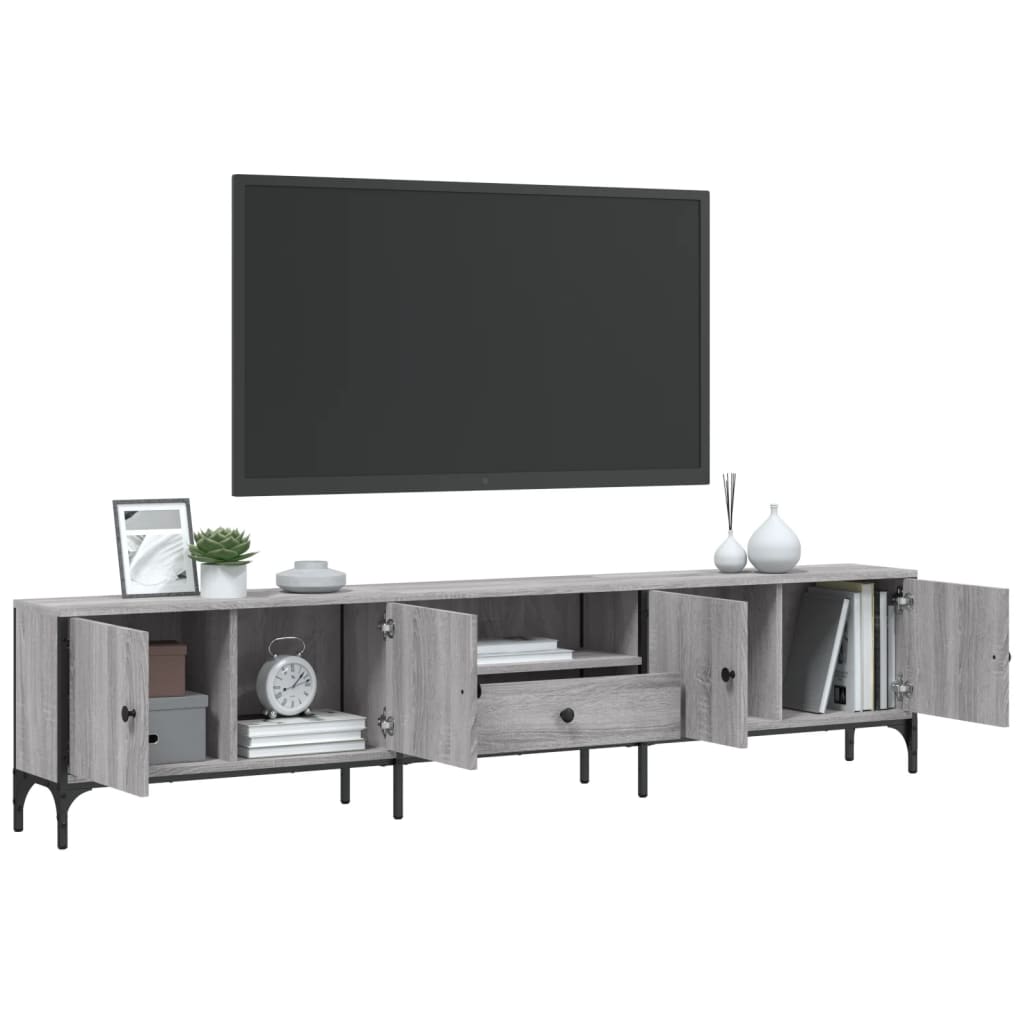 Tv-Benk Med Skuff Grå Sonoma 200X25X44 Cm Konstruert Tre