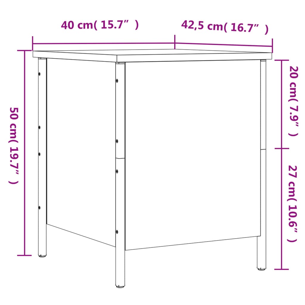 Oppbevaringsbenk Brun Eik 40X42,5X50 Cm Konstruert Tre