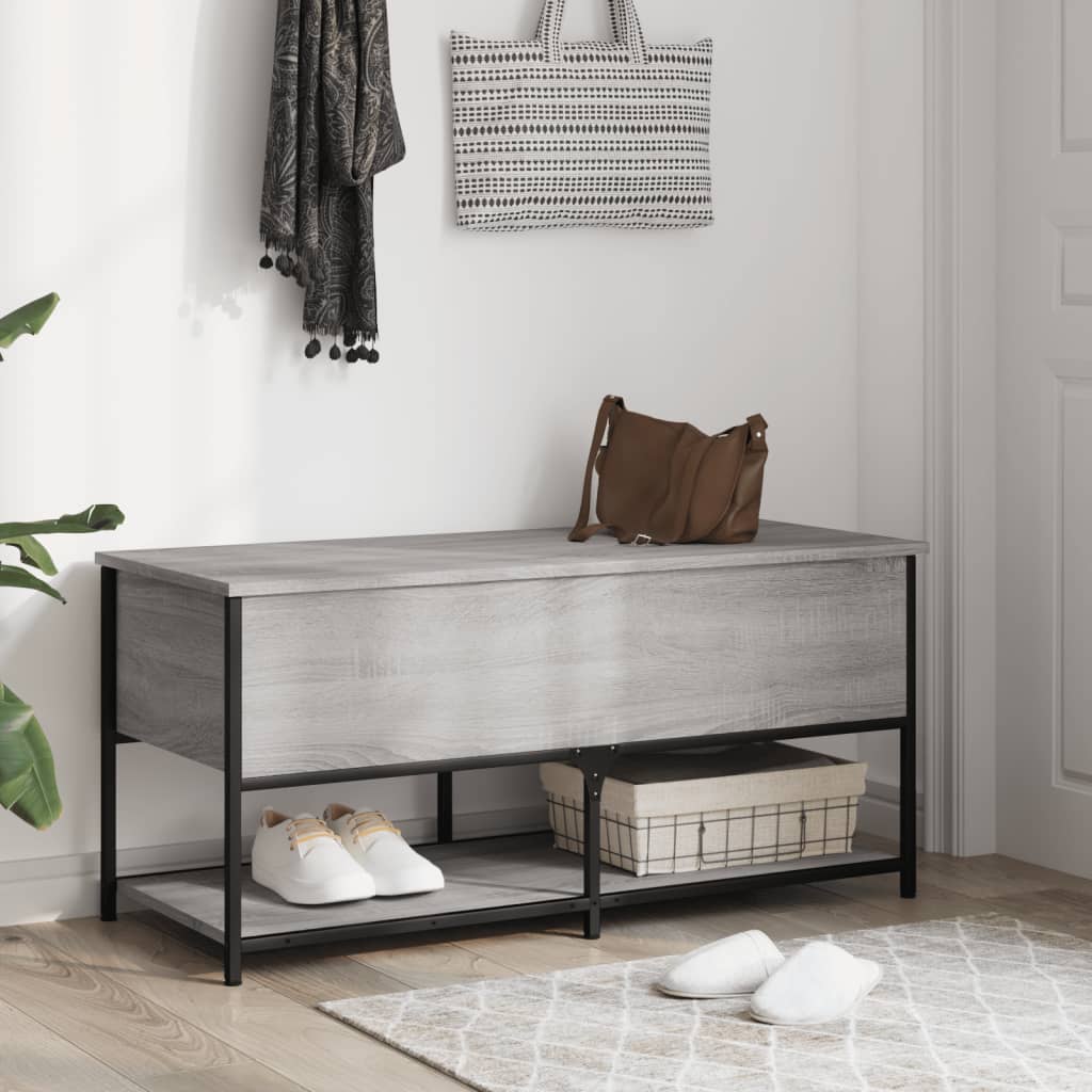 Oppbevaringsbenk Grå Sonoma 100X42,5X47 Cm Konstruert Tre