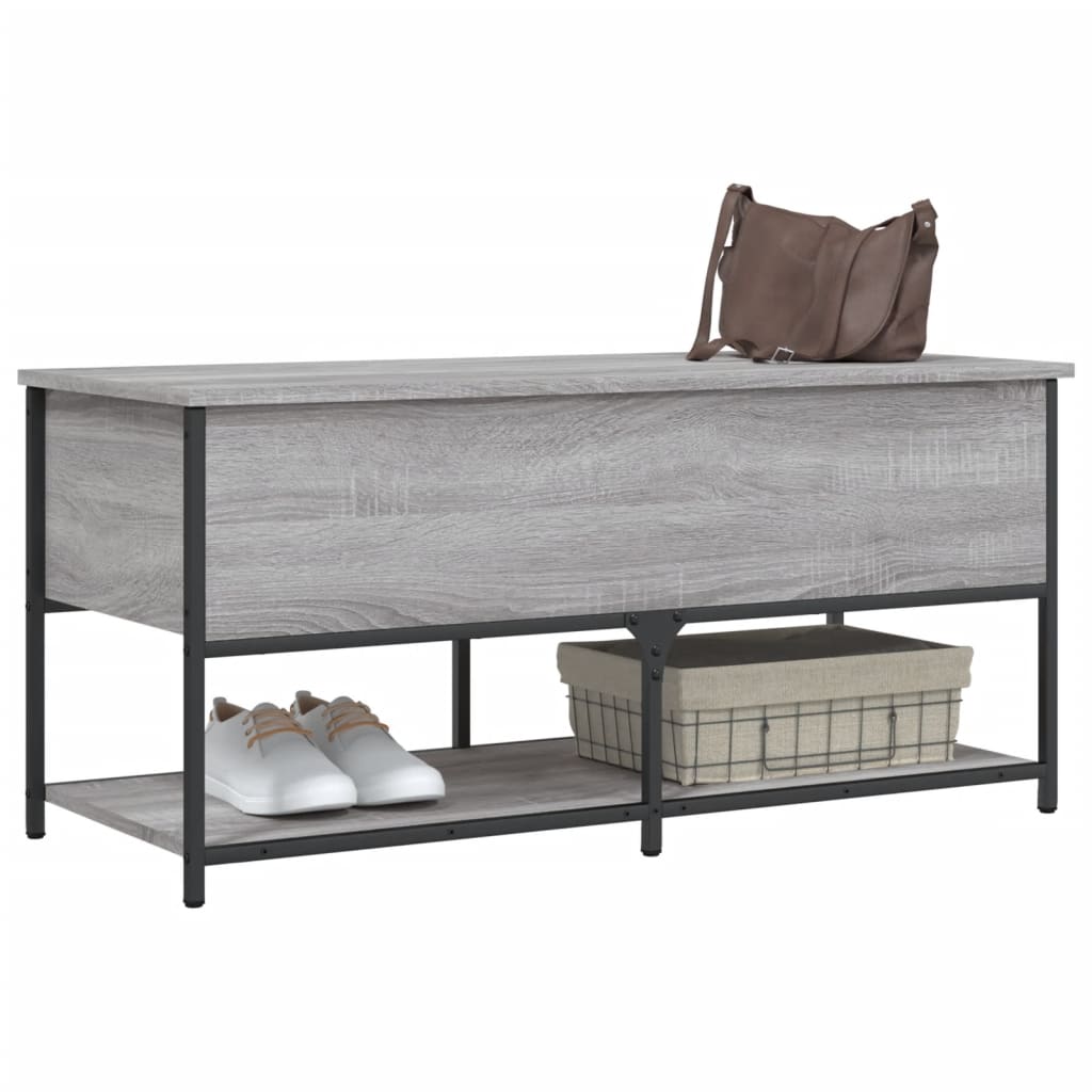 Oppbevaringsbenk Grå Sonoma 100X42,5X47 Cm Konstruert Tre
