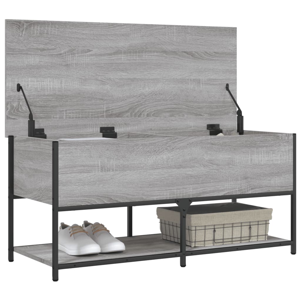 Oppbevaringsbenk Grå Sonoma 100X42,5X47 Cm Konstruert Tre