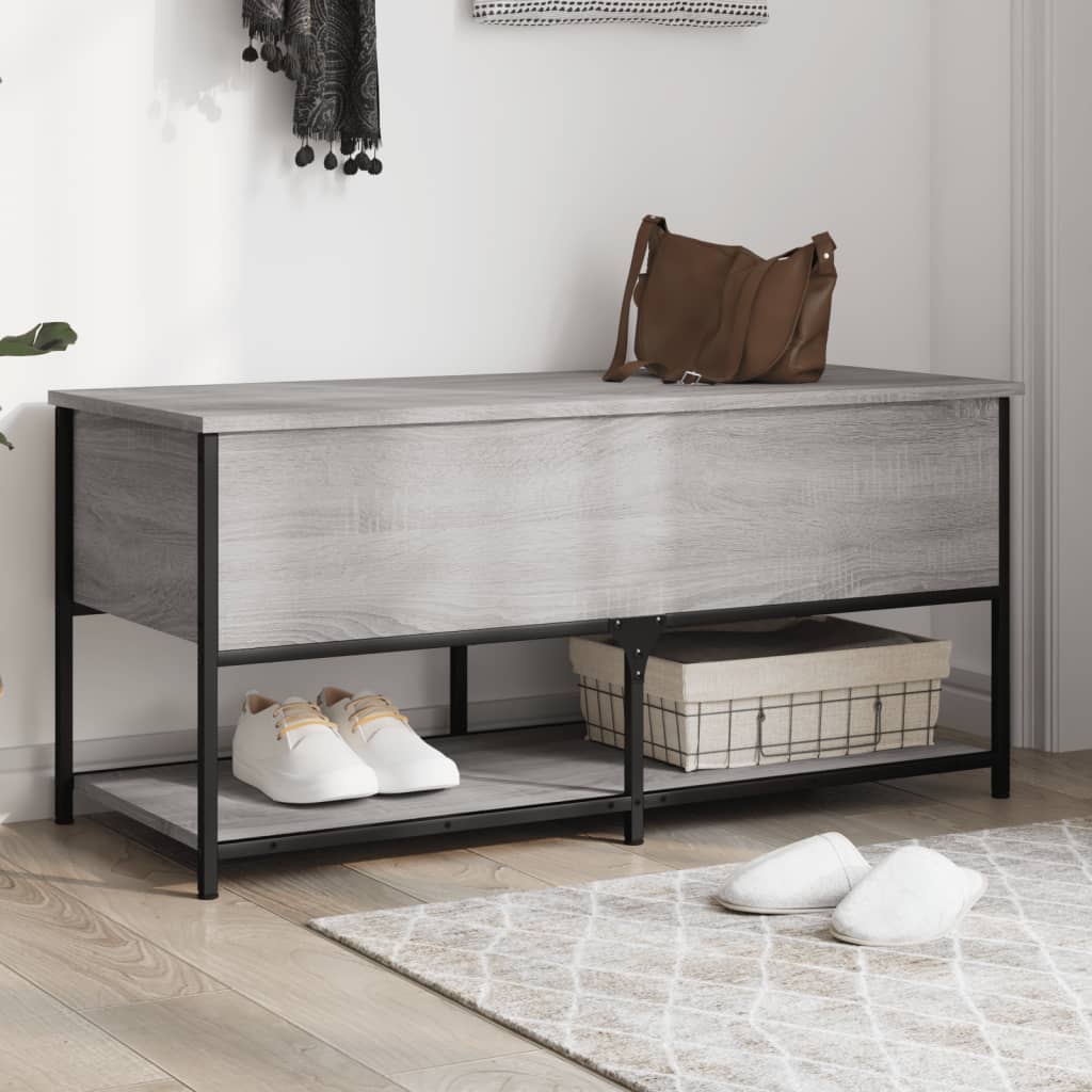 Oppbevaringsbenk Grå Sonoma 100X42,5X47 Cm Konstruert Tre