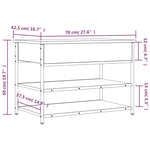 Skobenk Røkt Eik 70X42,5X50 Cm Konstruert Tre