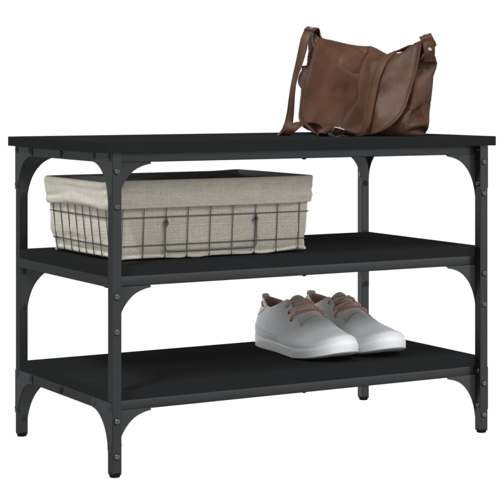 Skobenk Svart 70X38,5X49 Cm Konstruert Tre