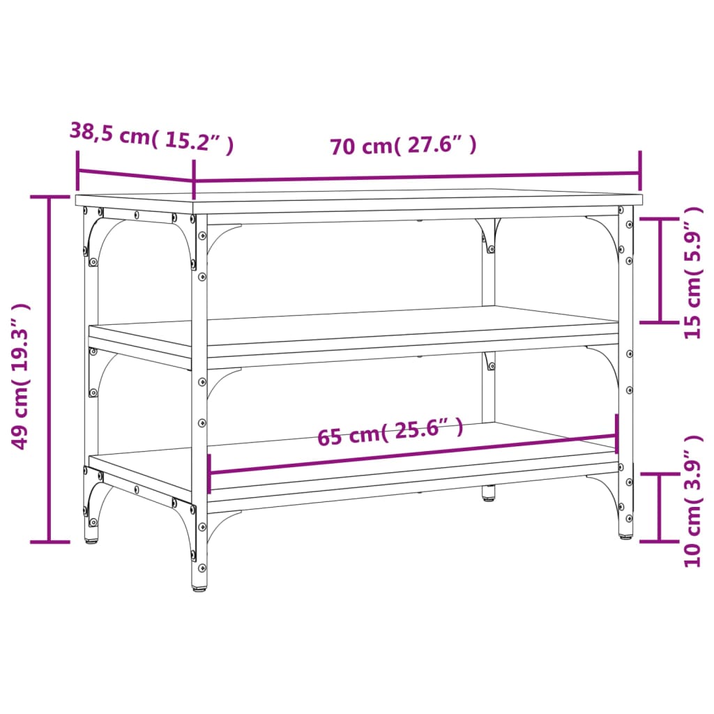 Skobenk Svart 70X38,5X49 Cm Konstruert Tre