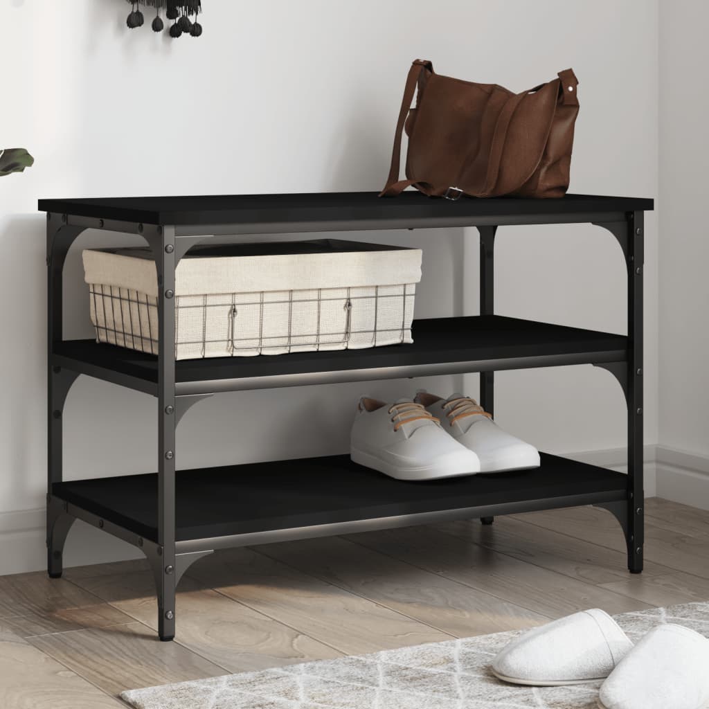 Skobenk Svart 70X38,5X49 Cm Konstruert Tre