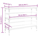 Konsollbord Røkt Eik 100X32X75 Cm Konstruert Tre