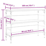 Konsollbord Brun Eik 100X32X75 Cm Konstruert Tre