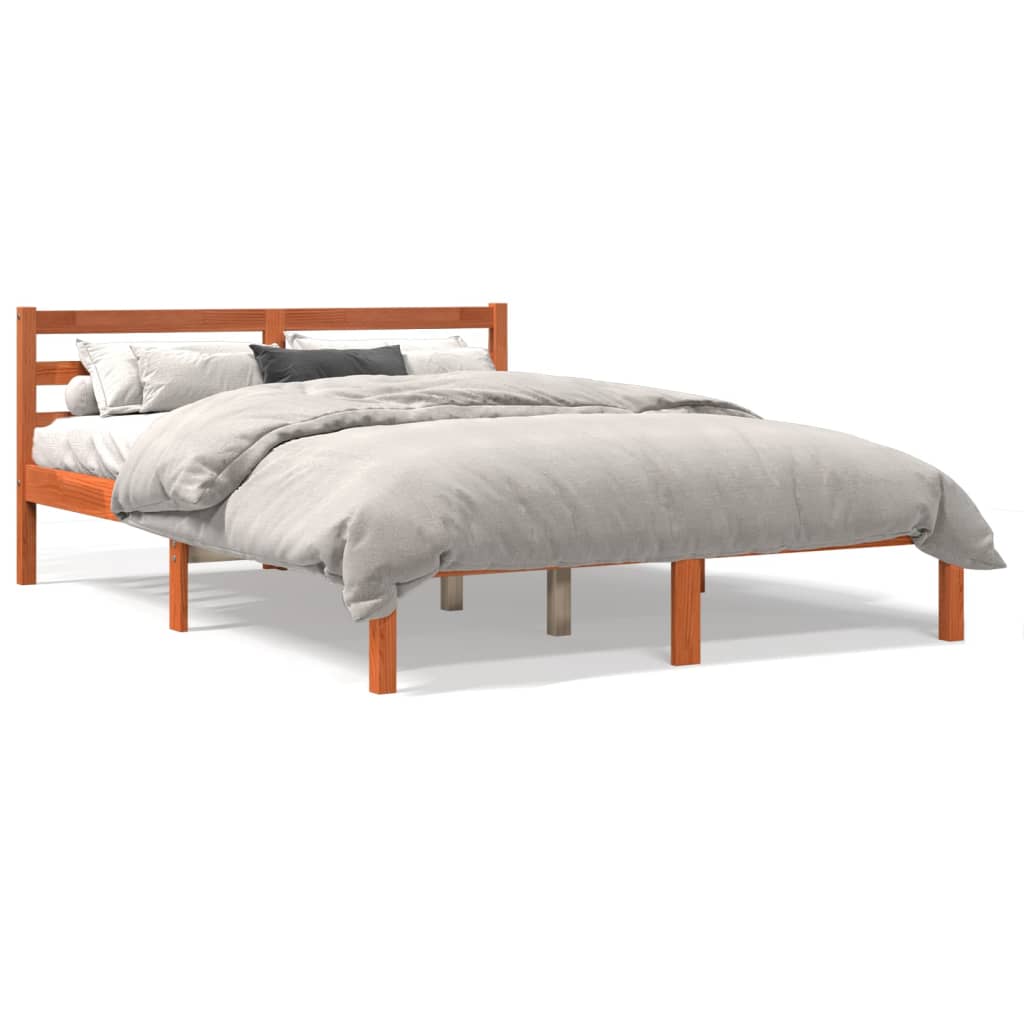 Sengeramme Uten Madrass Voksbrun 120X190 Cm Heltre Furu