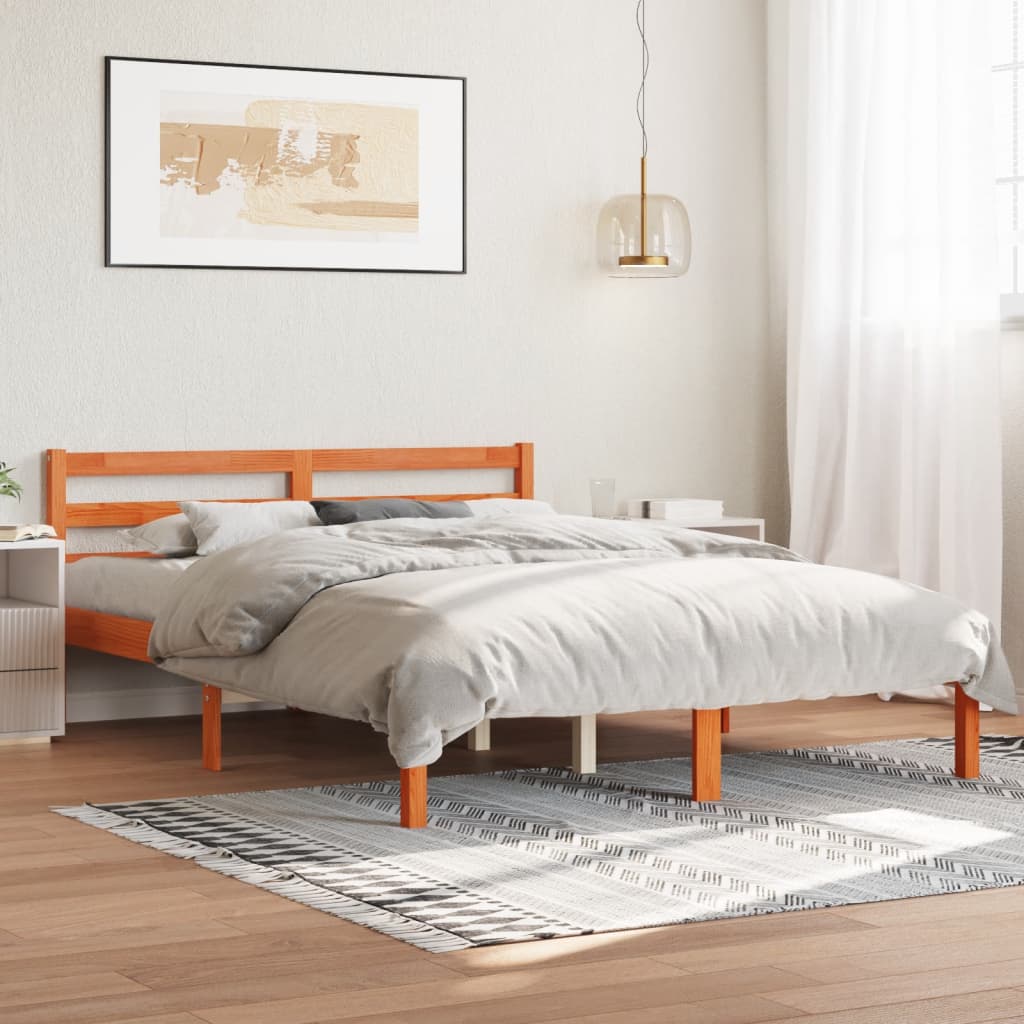 Sengeramme Uten Madrass Voksbrun 120X190 Cm Heltre Furu