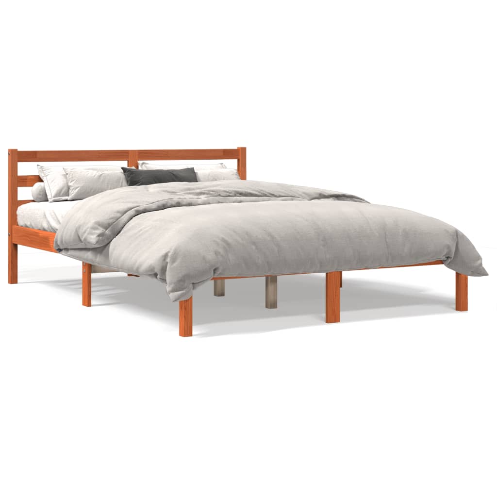 Sengeramme Uten Madrass Voksbrun 140X190 Cm Heltre Furu