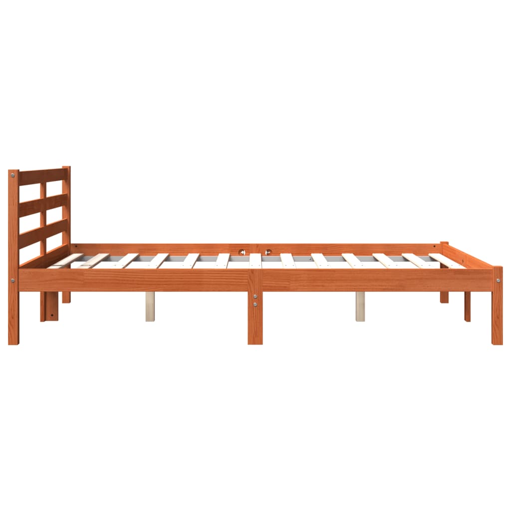 Sengeramme Uten Madrass Voksbrun 140X190 Cm Heltre Furu