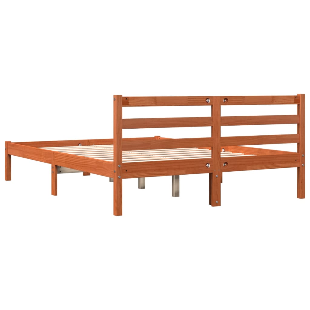 Sengeramme Uten Madrass Voksbrun 140X190 Cm Heltre Furu