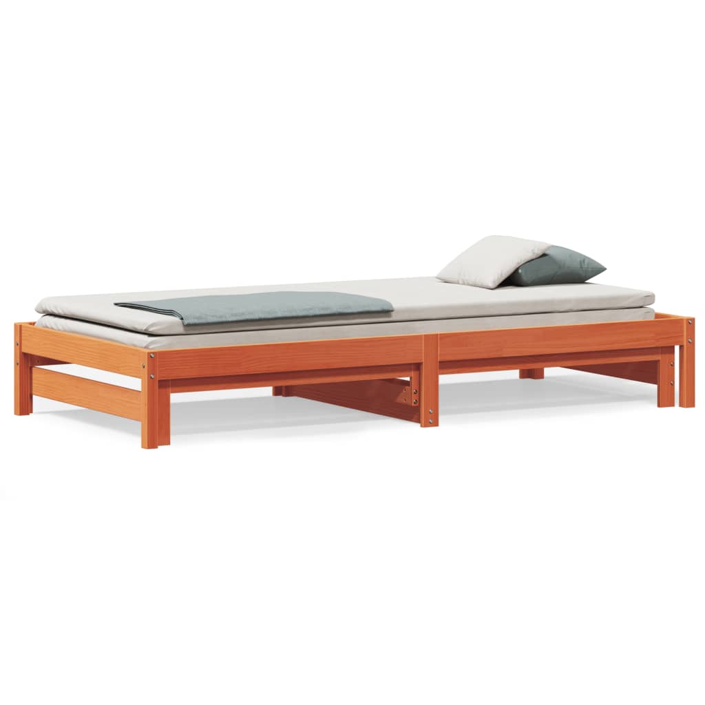 Uttrekkbar Dagseng Voksbrun 90X200 Cm Heltre Furu