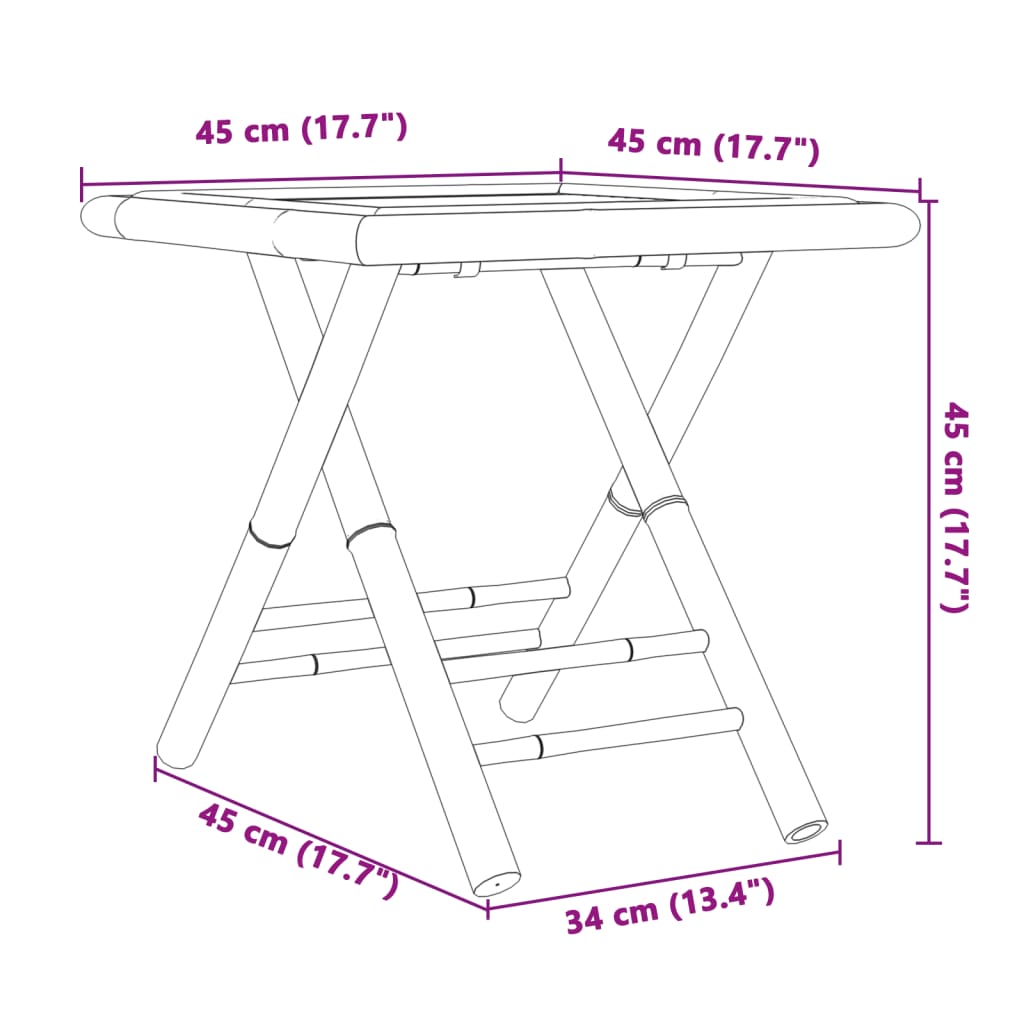 Sammenleggbart Hagebord 45X45X45 Cm Bambus