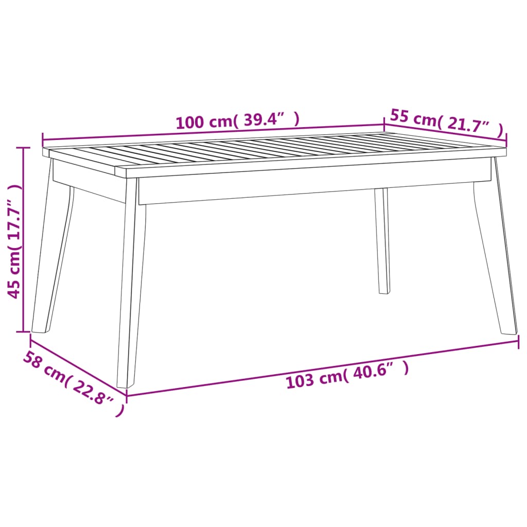 Utendørs Spisebord 100X55X45 Cm Heltre Akasie