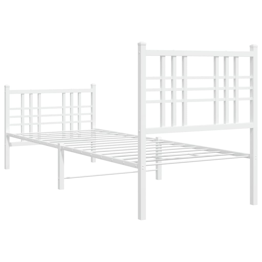 Sengeramme I Metall Med Hode- Og Fotgavl Hvit 80X200 Cm
