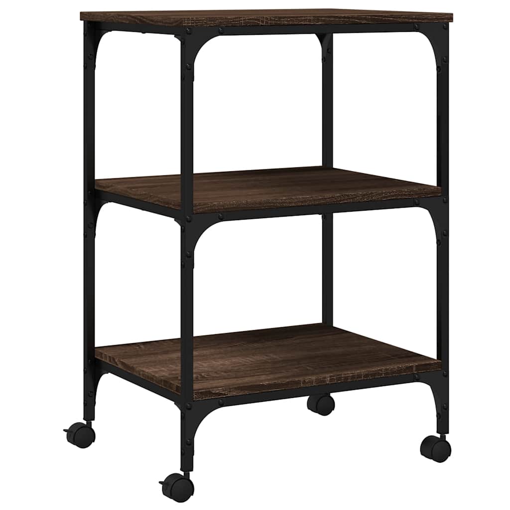 Skriverbord 3 Hyller Brun Eik 50X41X75 Cm Konstruert Tre