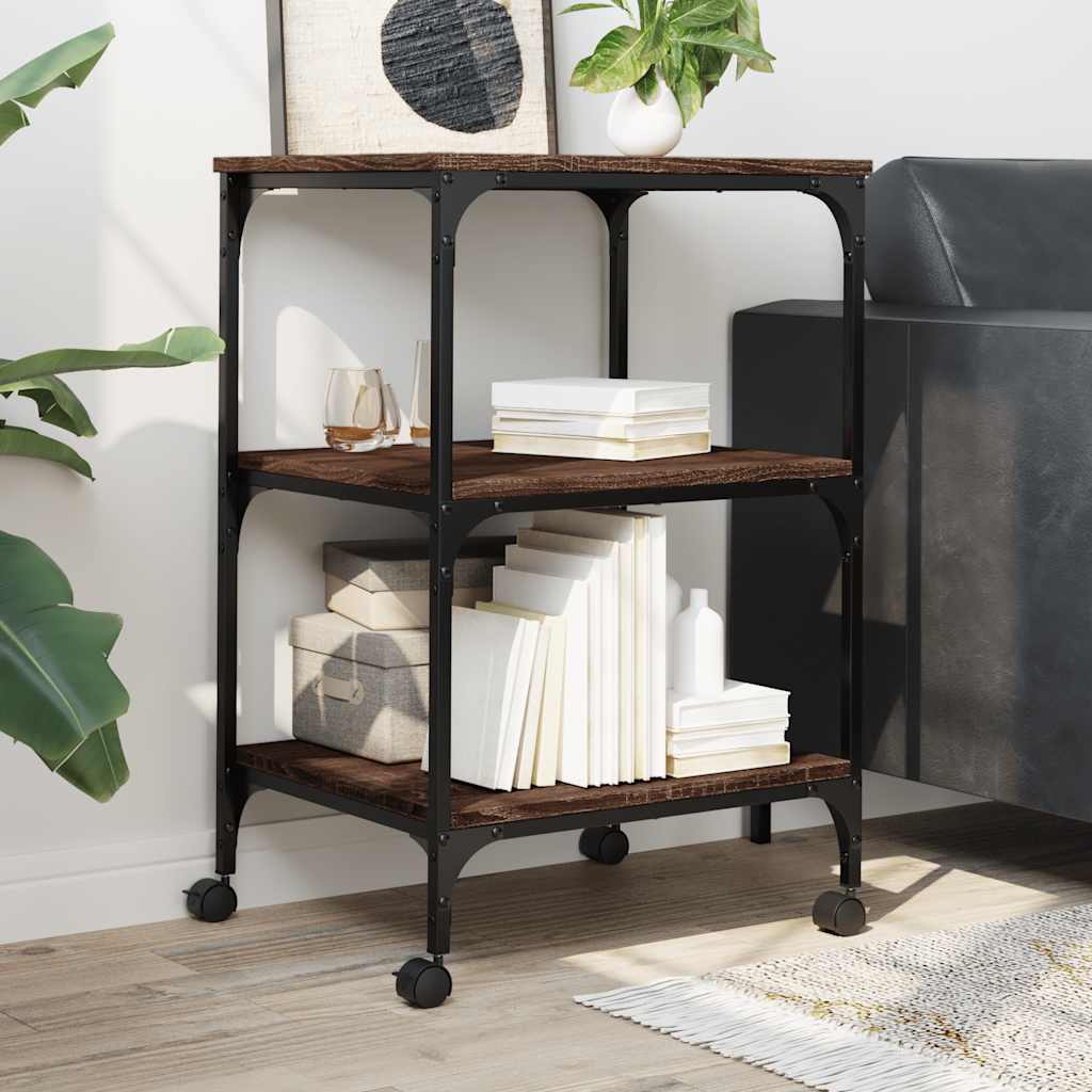 Skriverbord 3 Hyller Brun Eik 50X41X75 Cm Konstruert Tre
