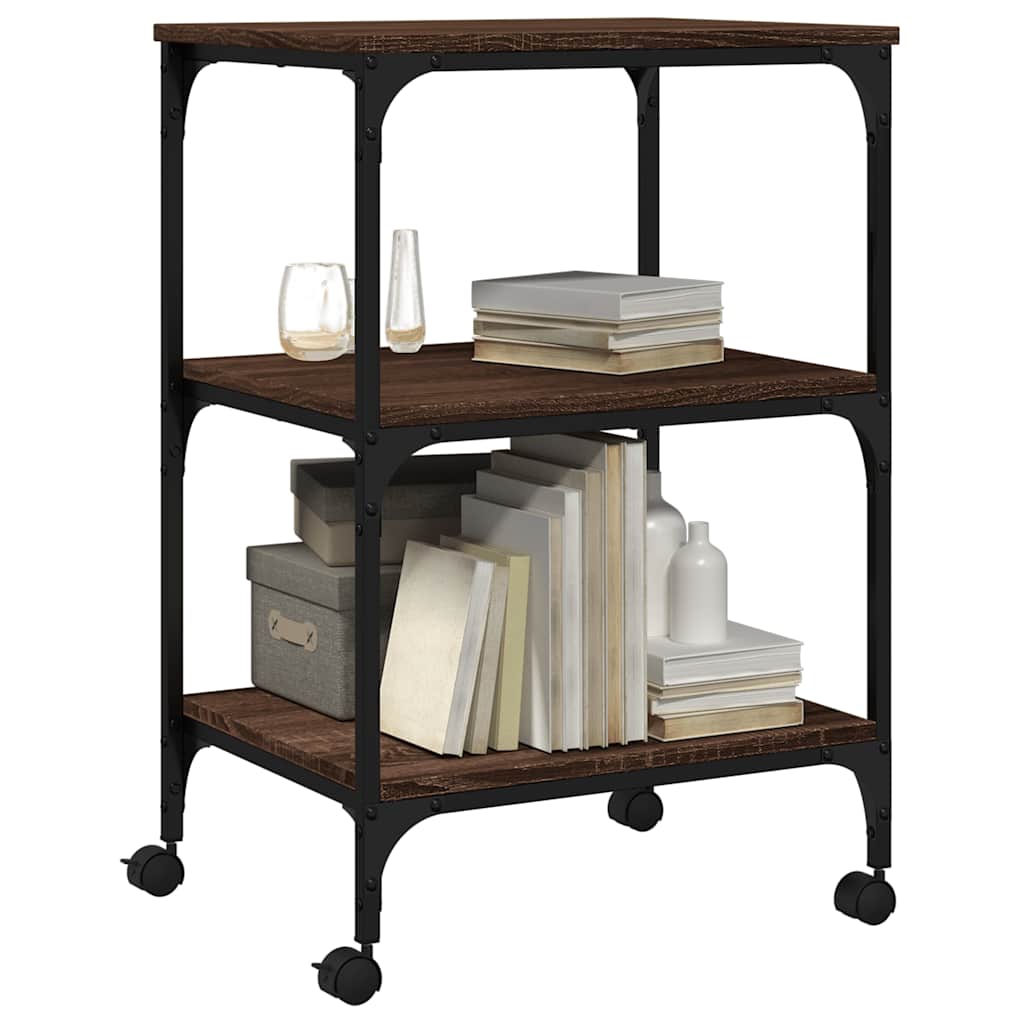 Skriverbord 3 Hyller Brun Eik 50X41X75 Cm Konstruert Tre