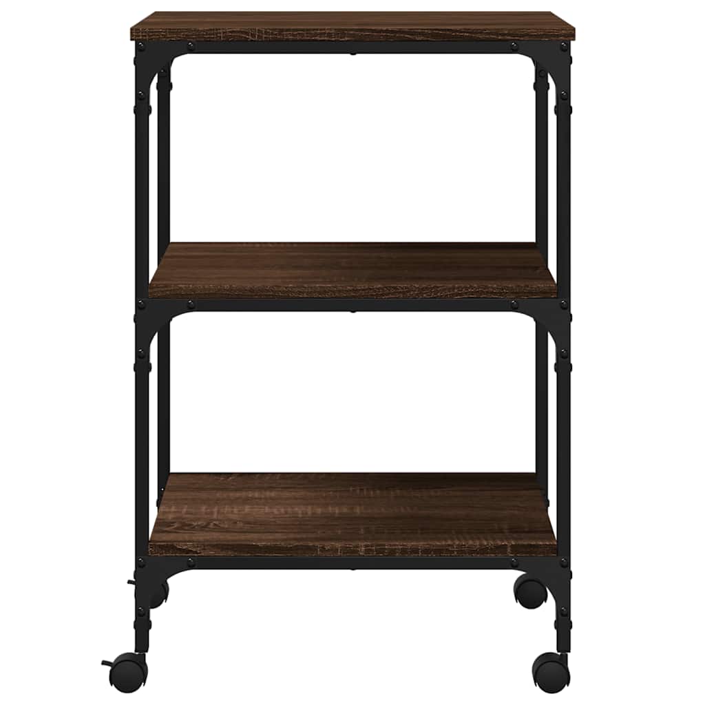Skriverbord 3 Hyller Brun Eik 50X41X75 Cm Konstruert Tre