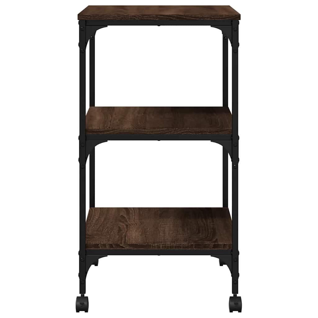 Skriverbord 3 Hyller Brun Eik 50X41X75 Cm Konstruert Tre