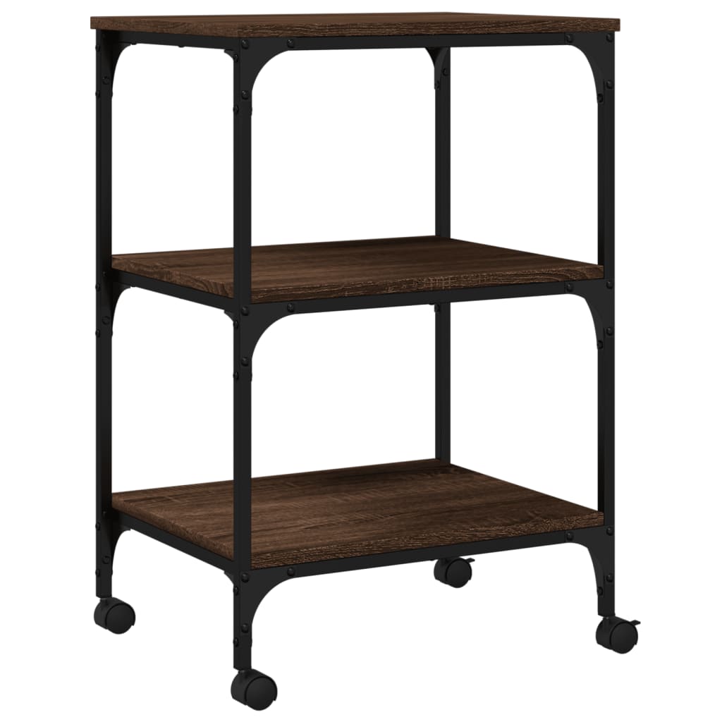 Skriverbord 3 Hyller Brun Eik 50X41X75 Cm Konstruert Tre