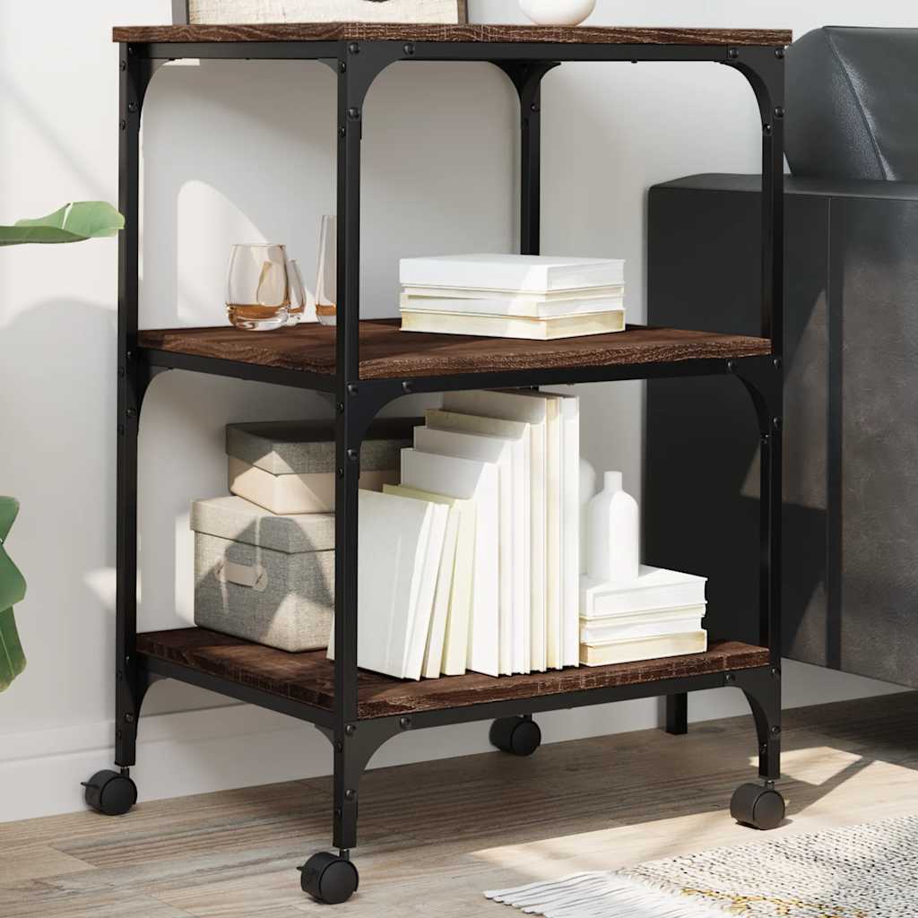 Skriverbord 3 Hyller Brun Eik 50X41X75 Cm Konstruert Tre