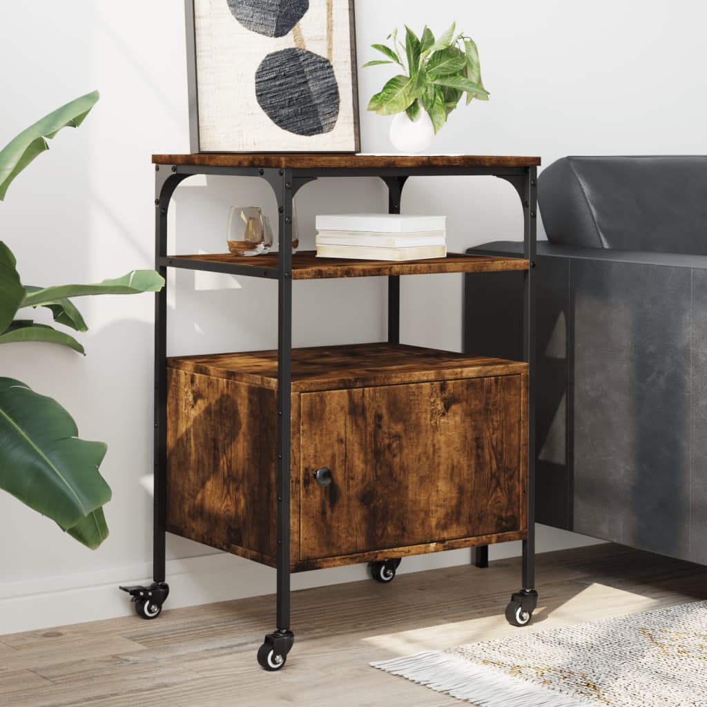 Skriverbord 3 Hyller Røkt Eik 50X40X76 Cm Konstruert Tre