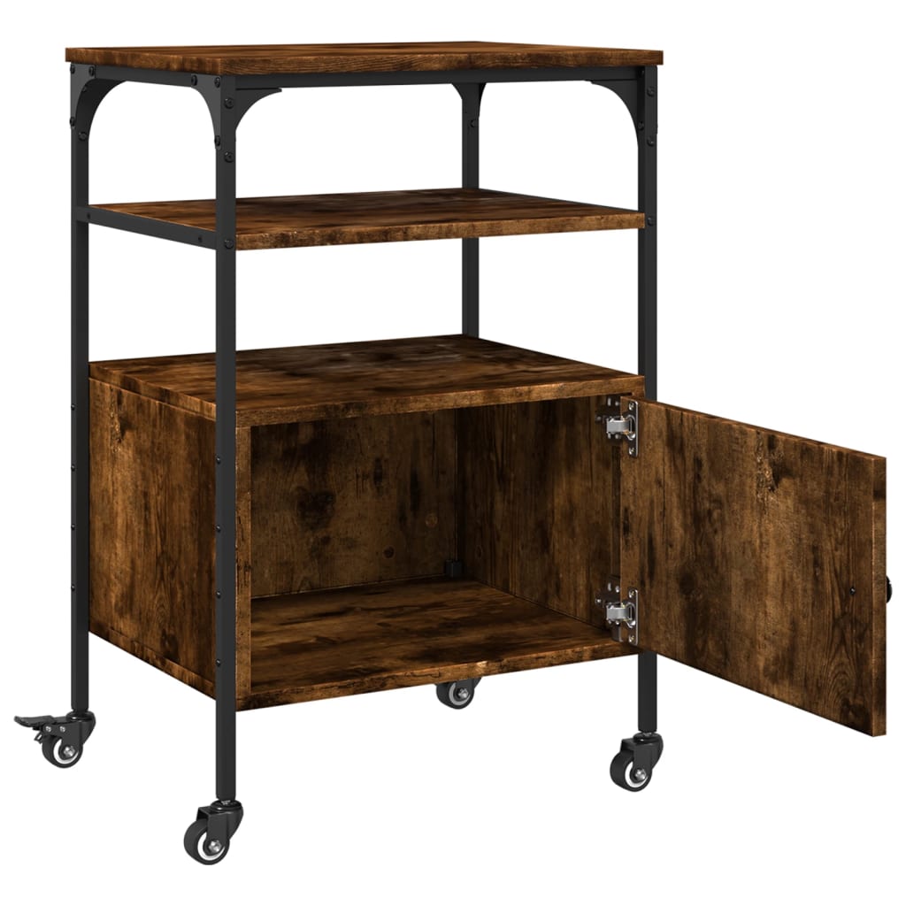 Skriverbord 3 Hyller Røkt Eik 50X40X76 Cm Konstruert Tre
