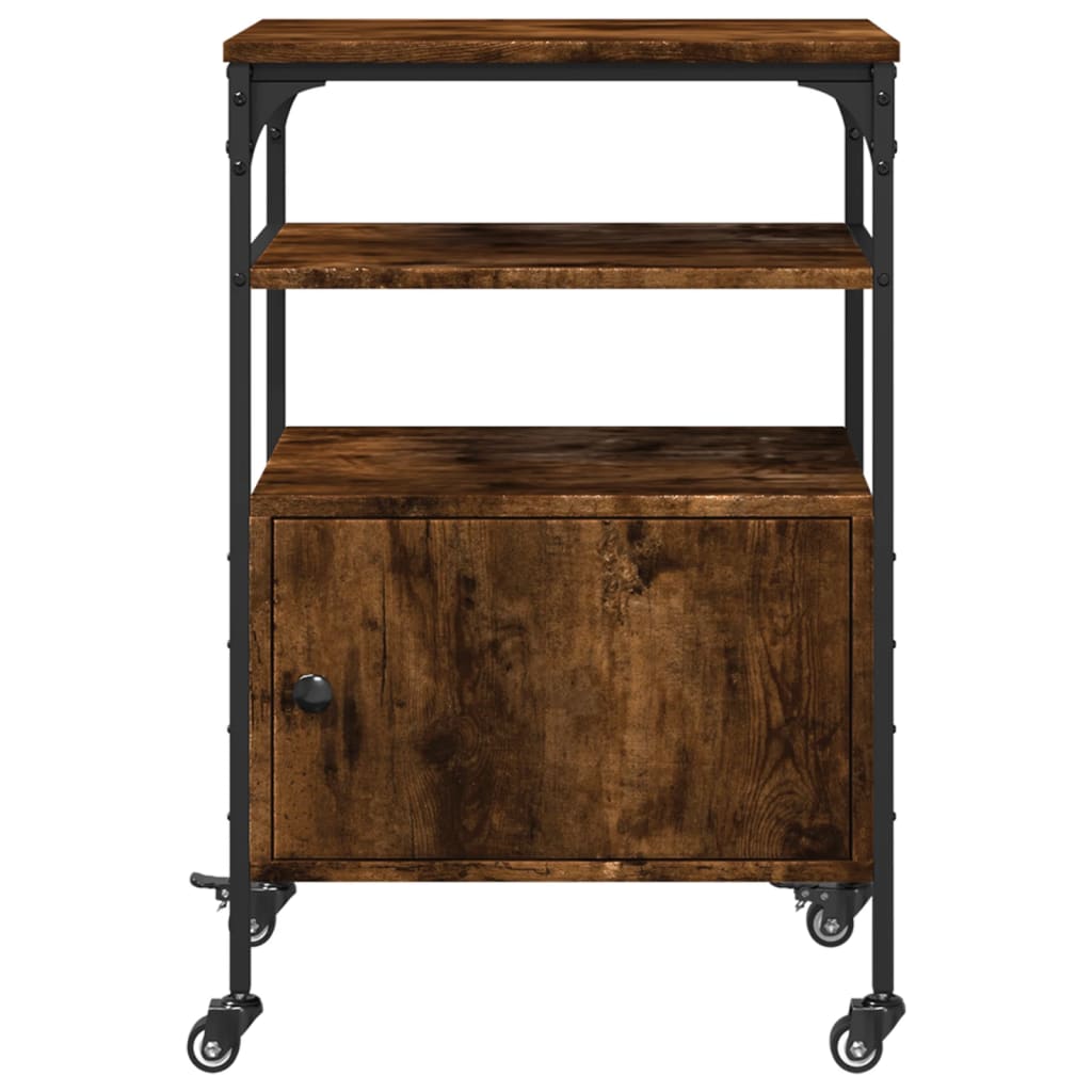 Skriverbord 3 Hyller Røkt Eik 50X40X76 Cm Konstruert Tre