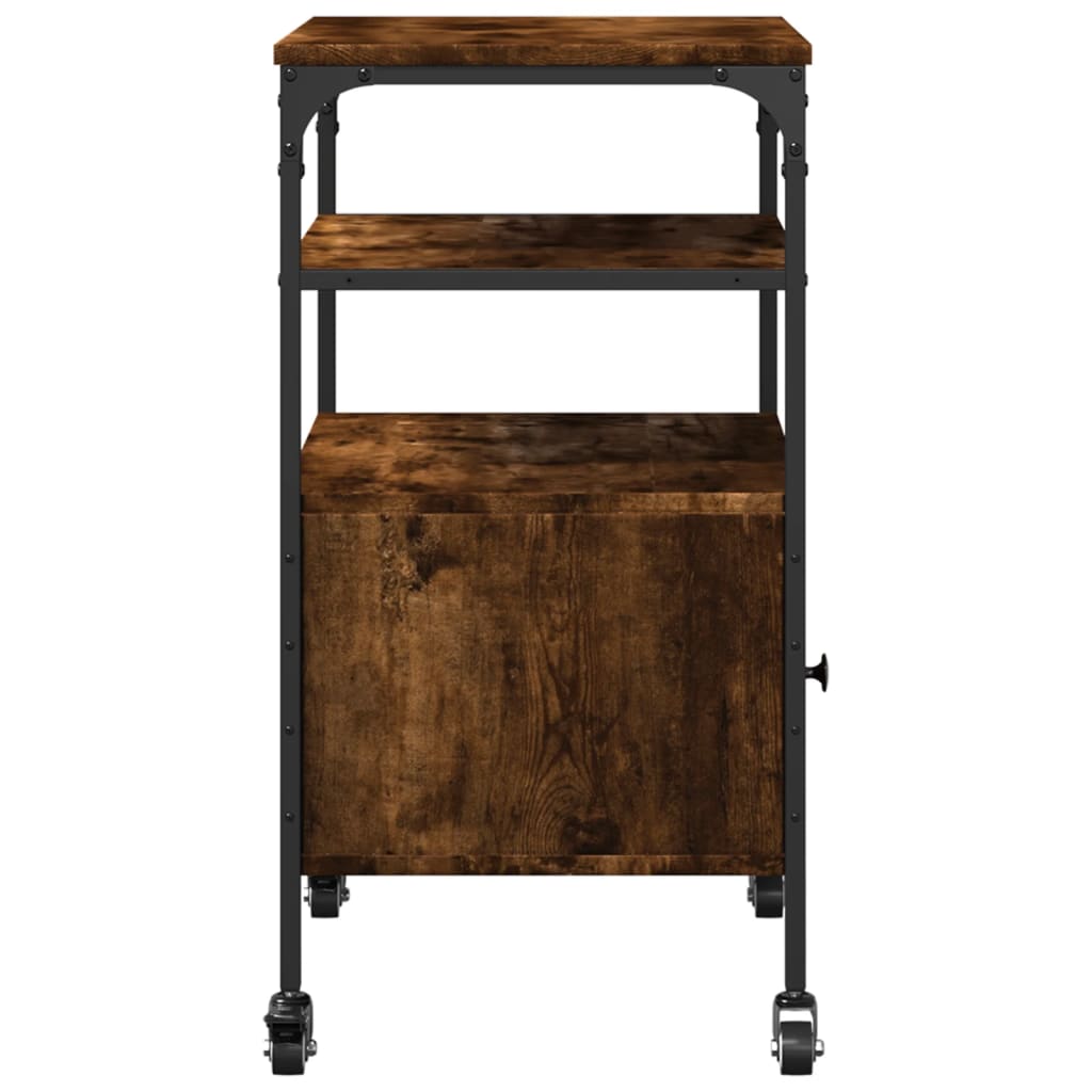 Skriverbord 3 Hyller Røkt Eik 50X40X76 Cm Konstruert Tre