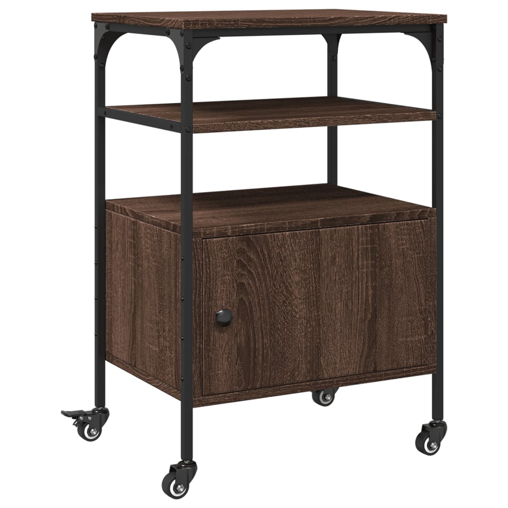 Skriverbord 3 Hyller Brun Eik 50X40X76 Cm Konstruert Tre