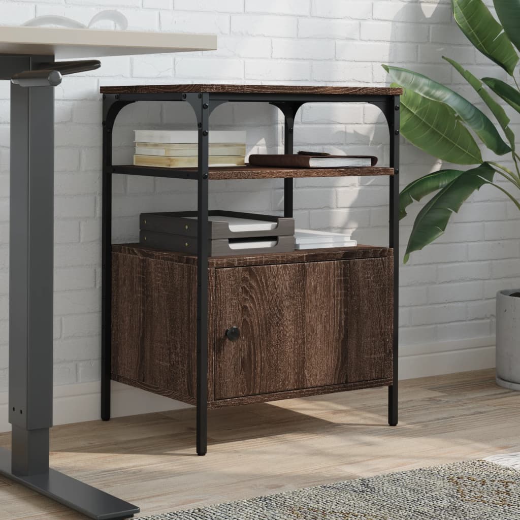 Skriverbord 3 Hyller Brun Eik 50X40X76 Cm Konstruert Tre
