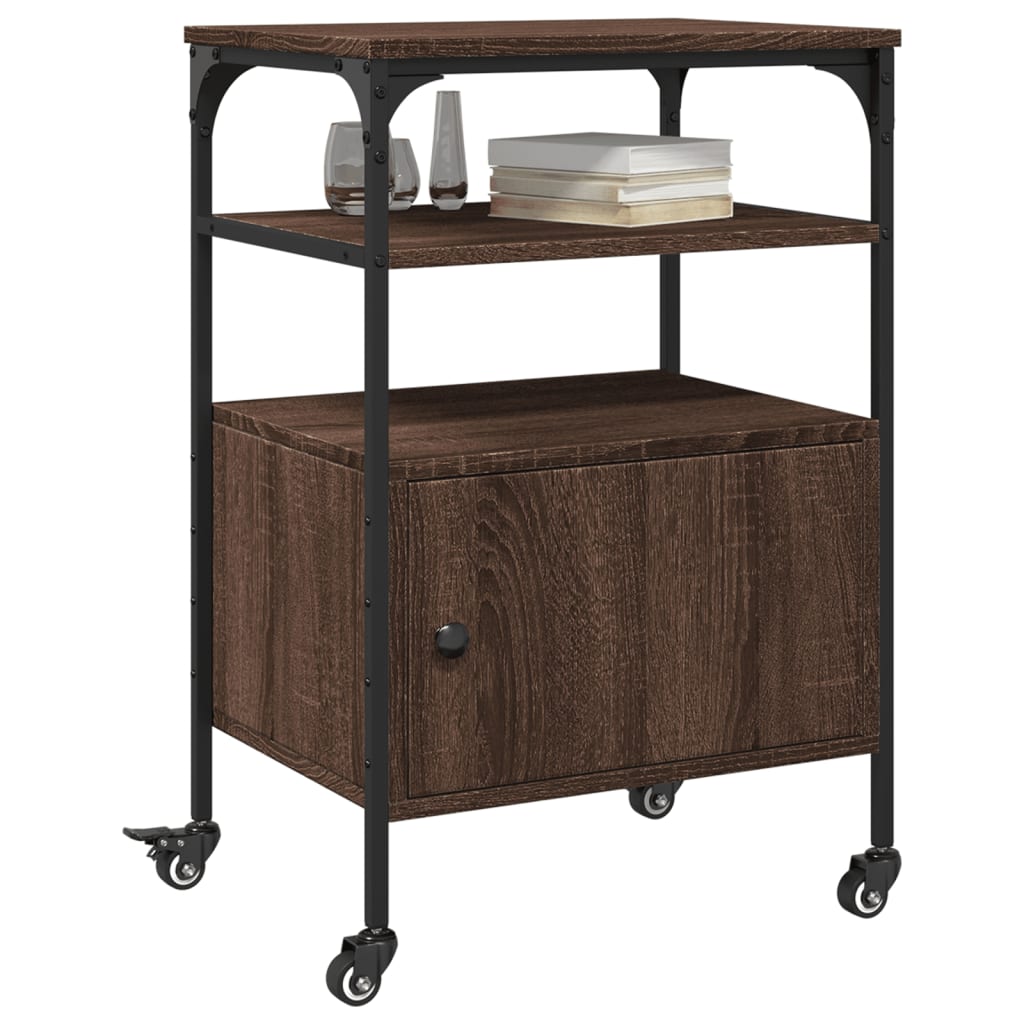 Skriverbord 3 Hyller Brun Eik 50X40X76 Cm Konstruert Tre