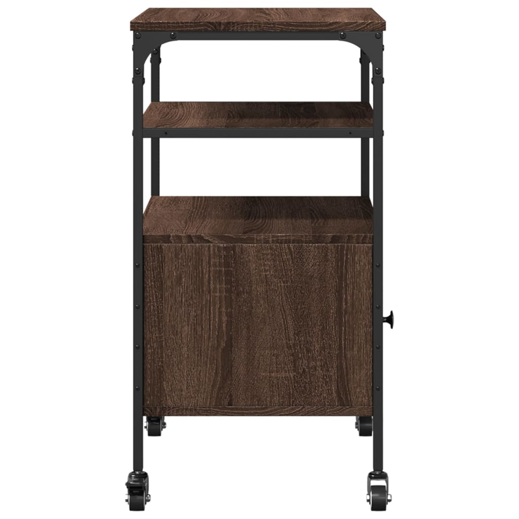 Skriverbord 3 Hyller Brun Eik 50X40X76 Cm Konstruert Tre