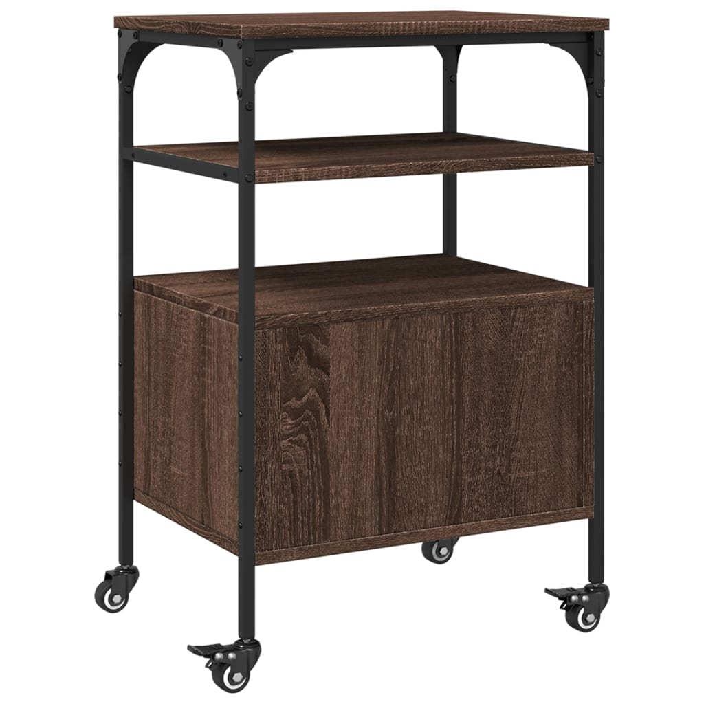 Skriverbord 3 Hyller Brun Eik 50X40X76 Cm Konstruert Tre