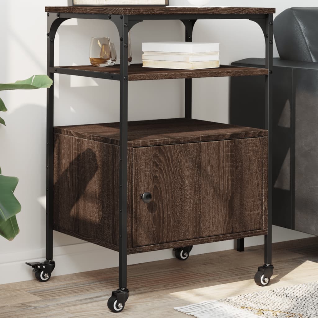 Skriverbord 3 Hyller Brun Eik 50X40X76 Cm Konstruert Tre
