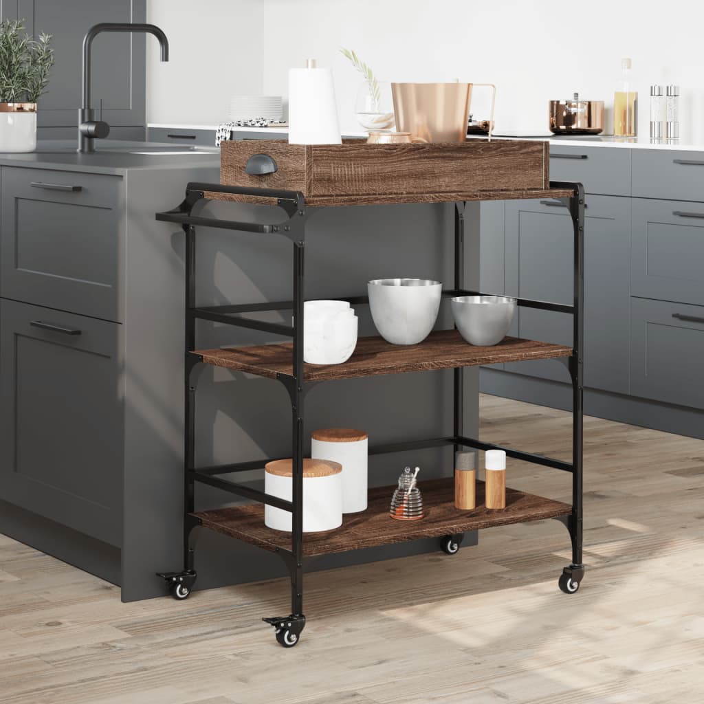 Kjøkkentralle Brun Eik 81,5X41X92,5 Cm Konstruert Tre