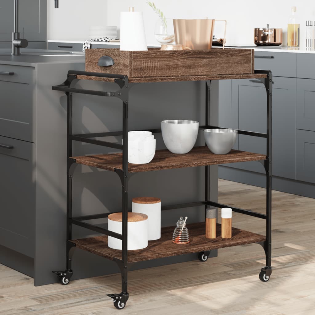 Kjøkkentralle Brun Eik 81,5X41X92,5 Cm Konstruert Tre