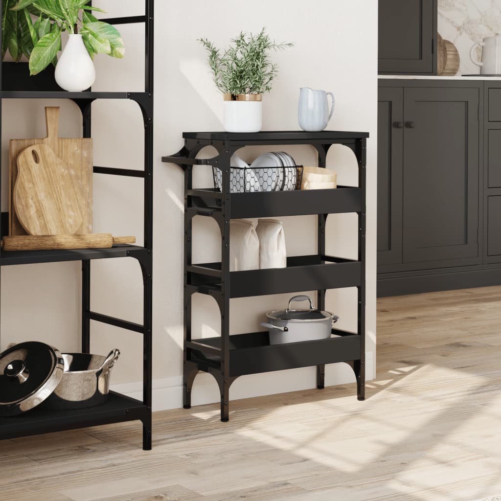 Kjøkkentralle Svart 53X20X76 Cm Konstruert Tre