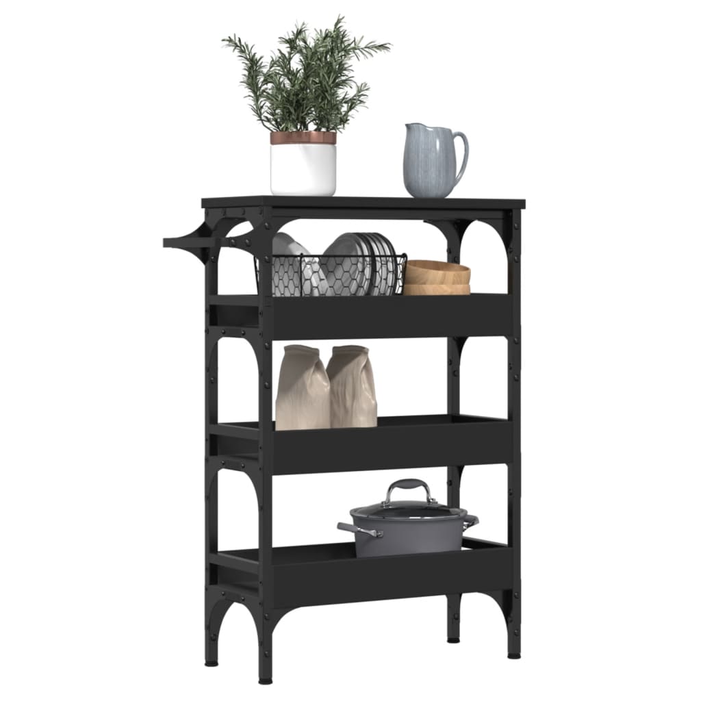 Kjøkkentralle Svart 53X20X76 Cm Konstruert Tre