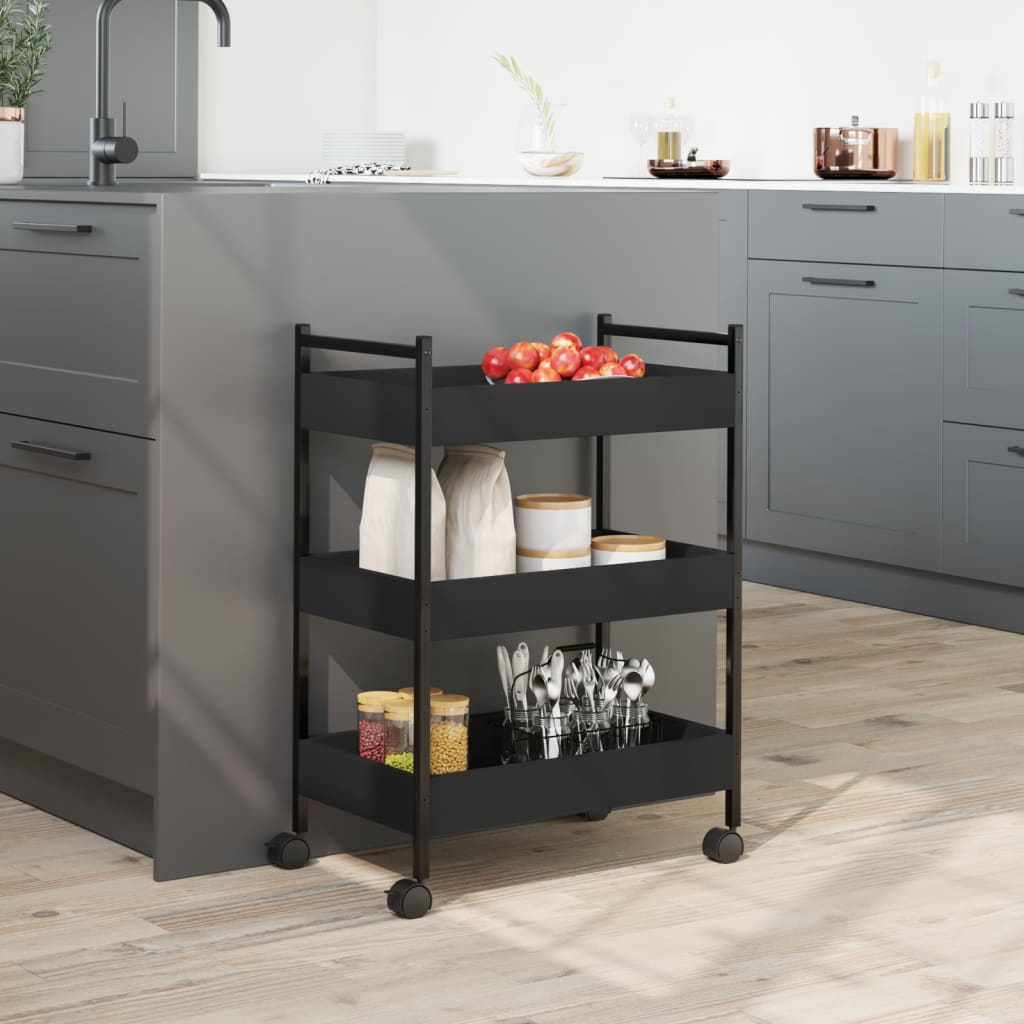 Kjøkkentralle Svart 50X30X70 Cm Konstruert Tre