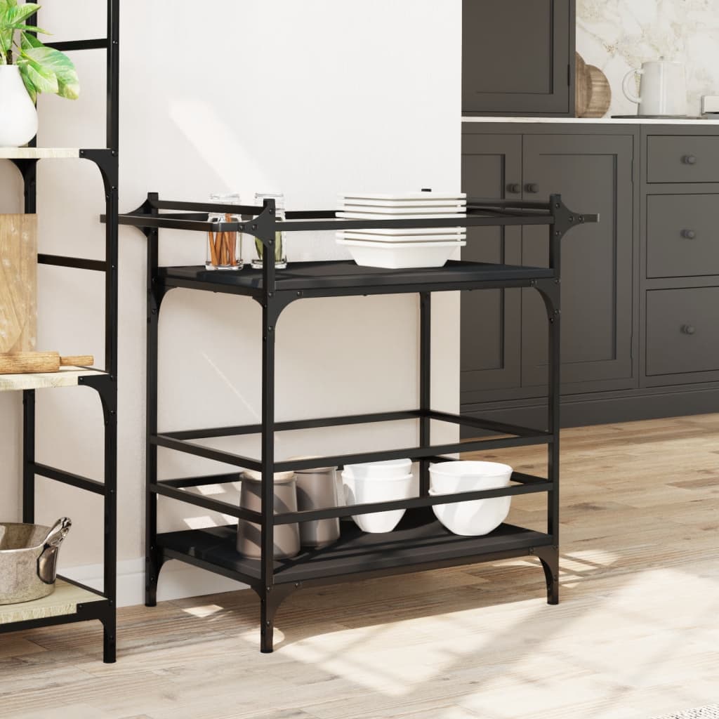 Kjøkkentralle Svart 82X40X78,5 Cm Konstruert Tre