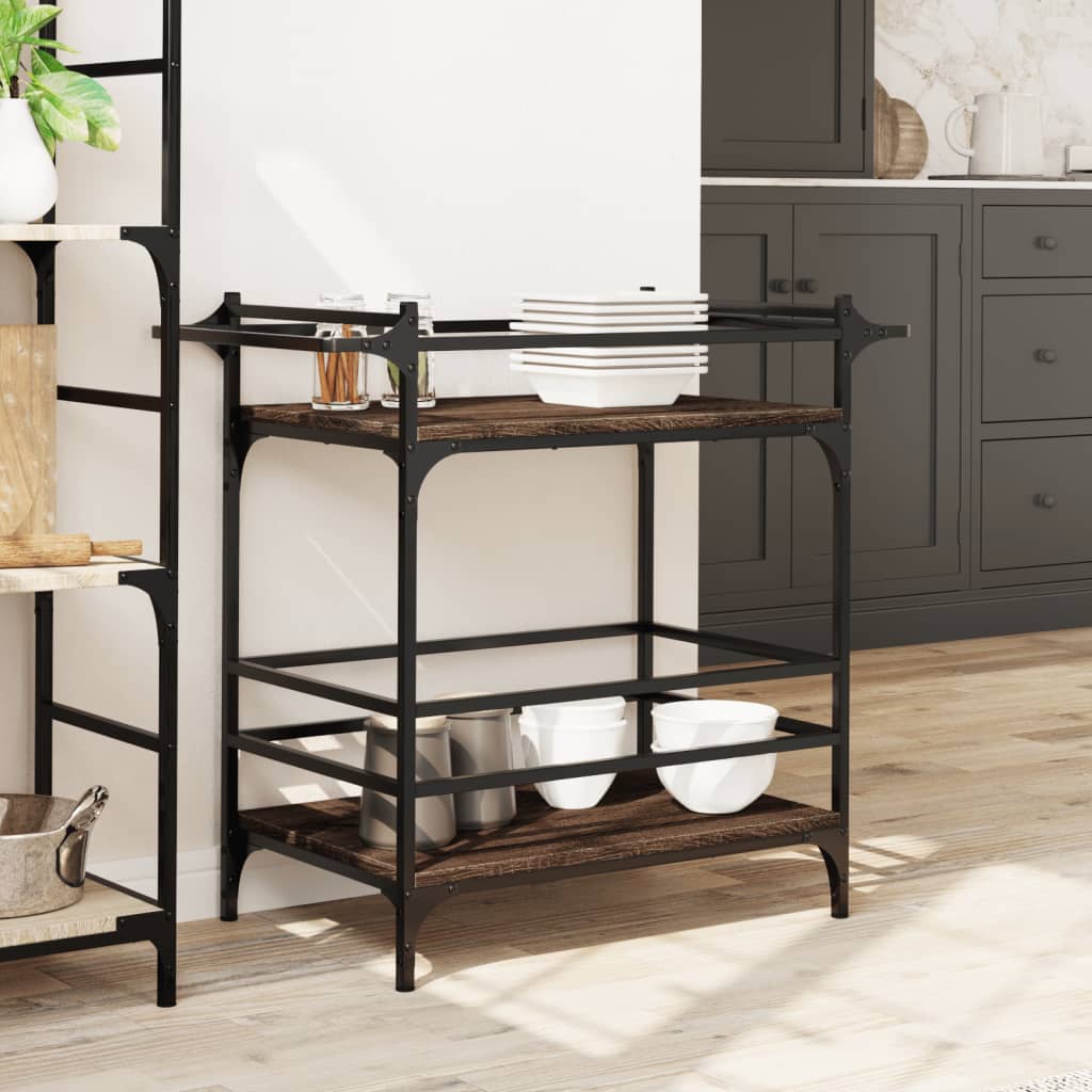 Kjøkkentralle Brun Eik 82X40X78,5 Cm Konstruert Tre