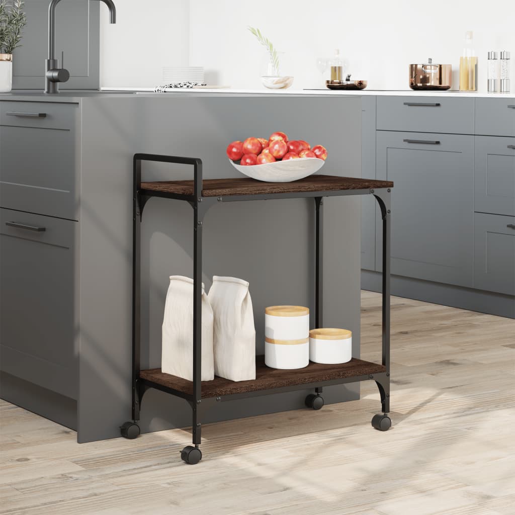 Kjøkkentralle Brun Eik 60,5X31X72,5 Cm Konstruert Tre